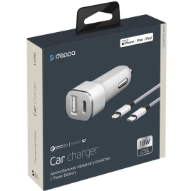 Автомобильное зарядное устройство Deppa 18W USB-A/USB-C 11292 White