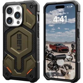 Чехол UAG с поддержкой MagSafe Monarch Pro для iPhone 15 Pro Max Kevlar Elemental Green (11422211397B)