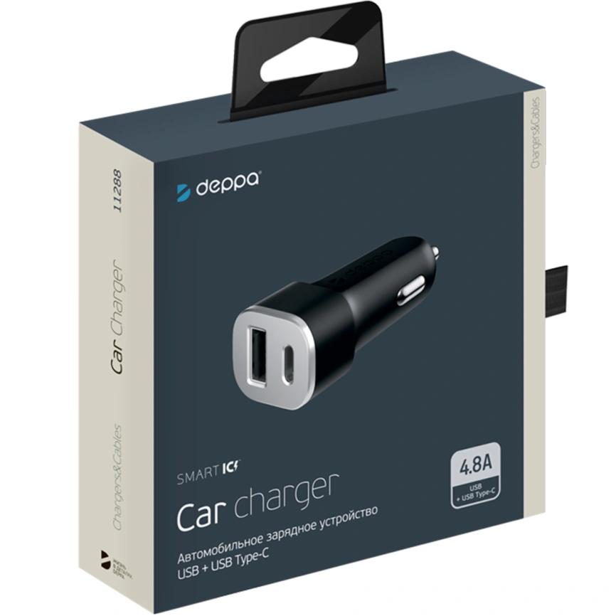 Автомобильное зарядное устройство Deppa 20W USB-A/USB-C 1288 Black фото 2