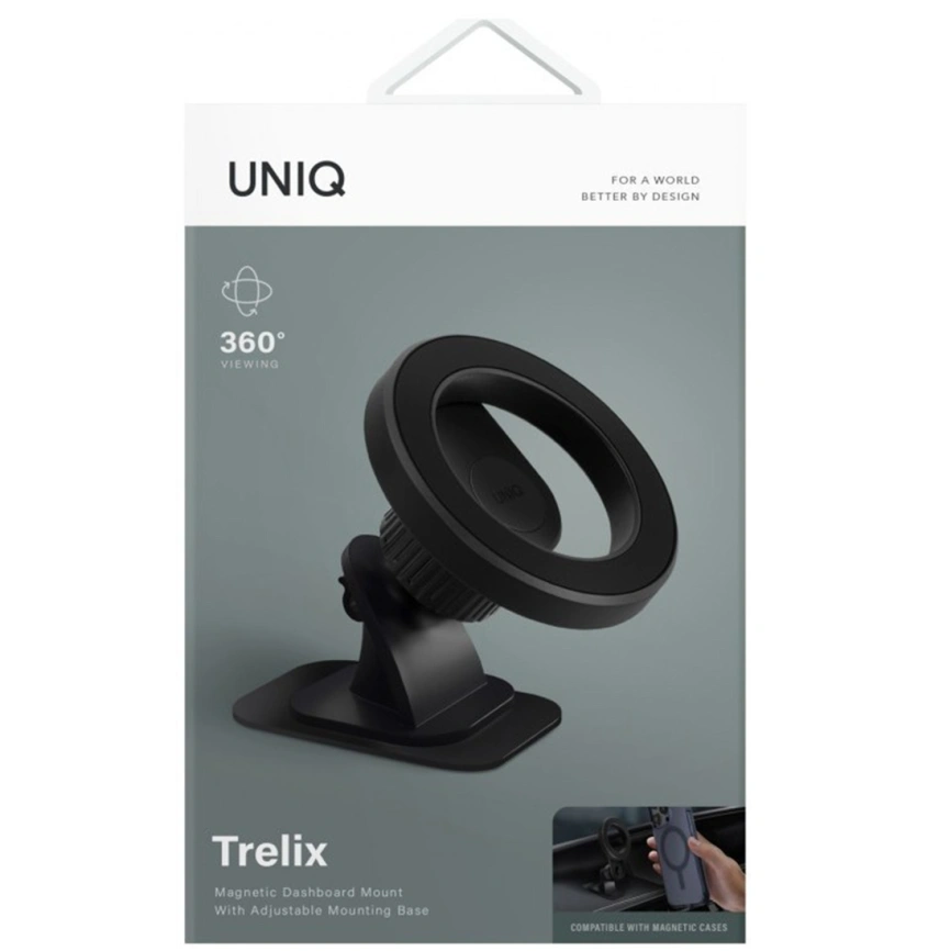 Автомобильный держатель Uniq Trelix Magnetic Dashboard Car mount Black фото 5